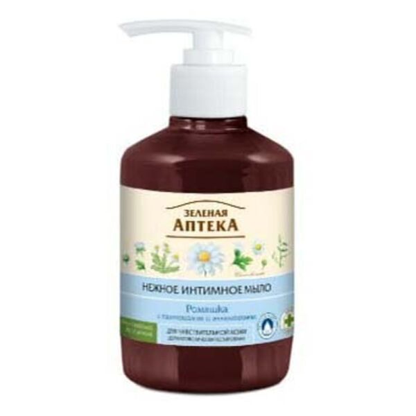 Žalioji vaistinė. Skystas muilas yra intymus. Ramunėlės jautriai odai 370 ml