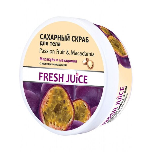 Šviežios sultys. Cukraus kūno šveitiklis. Pasifloros ir makadamija 225 ml