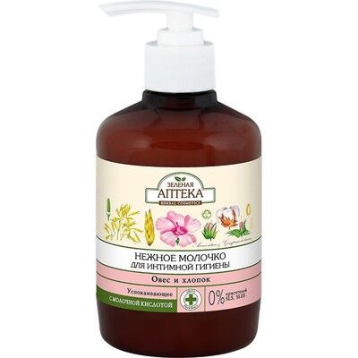 400 Зеленая аптека. Нежное молочко для интимной гигиены. Овес и хлопок 370 мл