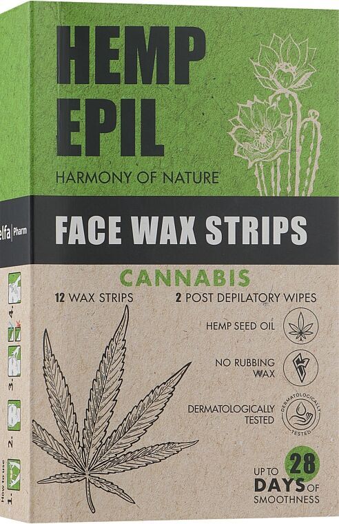 Восковые полоски для лица Hemp Epil 12 полосок + 2 салфетки