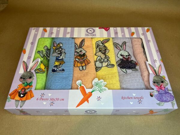 Кухонные полотенца Зайки цветные