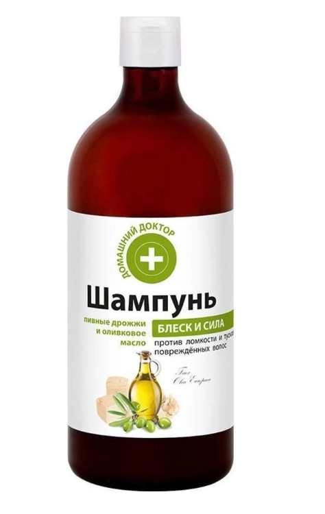 Шампунь Домашний доктор 1 л Пивные дрожжи и Оливковое Масло Блеск и Сила
