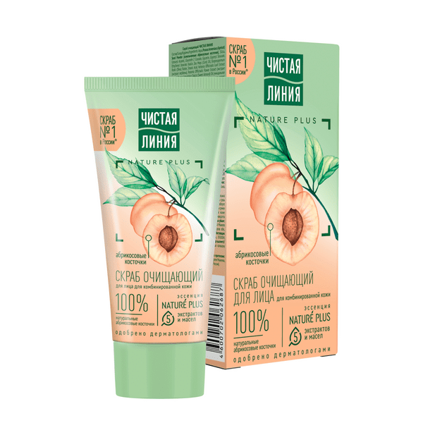 ОЧИЩАЮЩИЙ СКРАБ ДЛЯ ЛИЦА ДЛЯ КОМБИНИРОВАННОЙ КОЖИ АБРИКОСОВЫЕ КОСТОЧКИ  Чистая линия 50ml