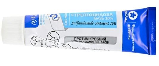 Streptocidinis tepalas išoriniam naudojimui 10% tūbelė 25 g