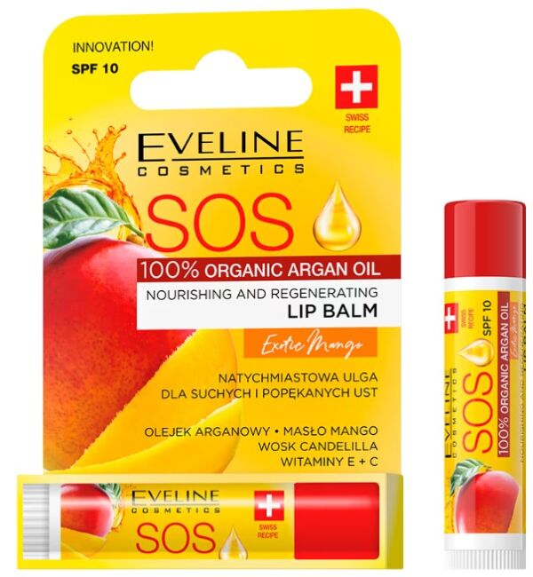 Бальзам для губ "Eveline" SOS ARGAN OIL EXOTIC MANGO восстанавливающий 4,5 г