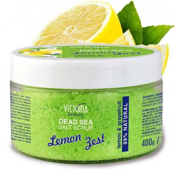 VB Lemon Скраб для тела мертвого моря солевой 400 гр с лимоном и грейпфрутом Victoria Beauty