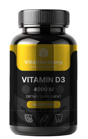 Vitaminas D3, maisto papildas, N90- VitalHarmony
