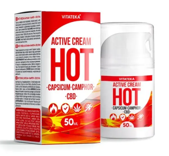 HOT ACTIVE разогревающий крем с капсикамом, камфорой и CBD, 50 мл - Vitateka