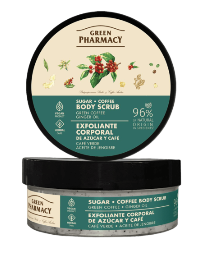 Сахарно-кофейный скраб для тела Green Pharmacy Зеленый кофе и имбирное масло 200 мл