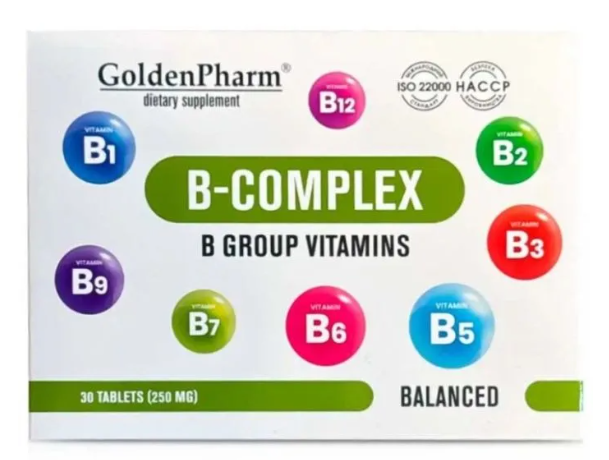 B-Complex (B-group vitamins), 30 tablets — Golden Pharm