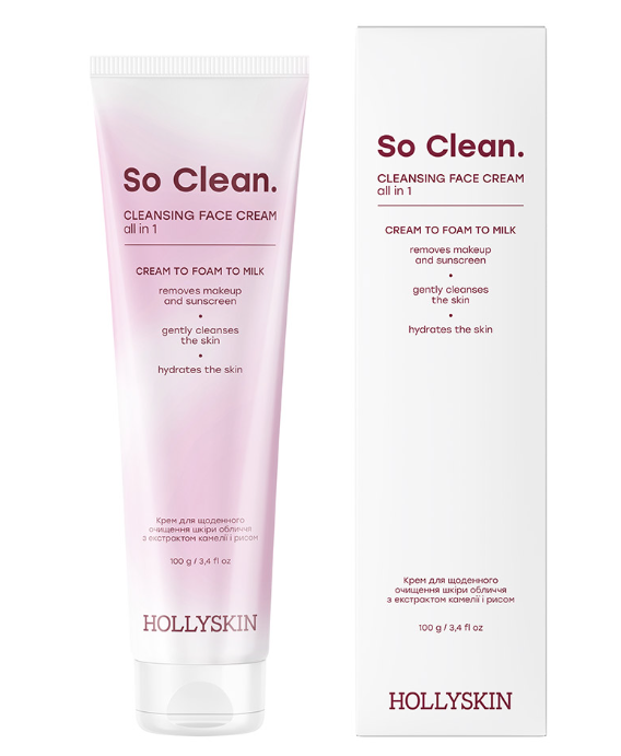 HOLLYSKIN So Clean Daily Facial Cleansing Cream with Camellia and Rice Extract, 100 ml