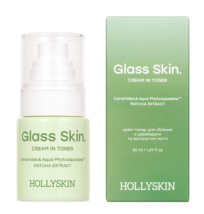 HOLLYSKIN Glass Skin Face Cream Toner with Ceramides and Matcha Extract, 50 ml