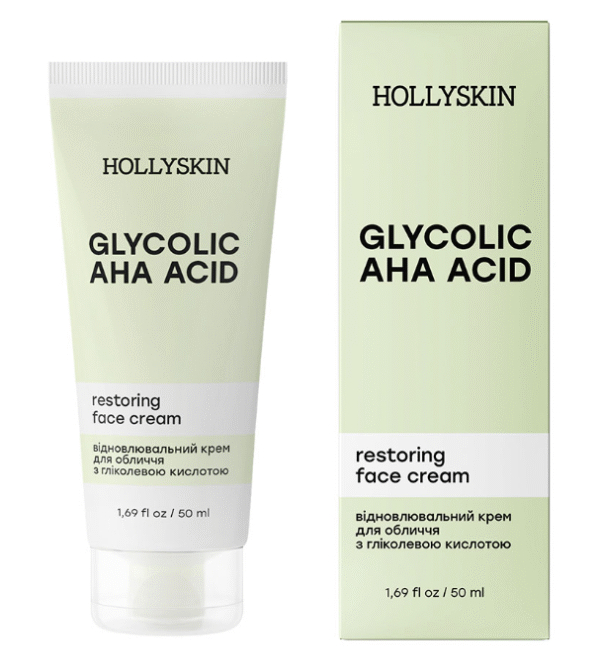 Восстанавливающий крем для лица HOLLYSKIN Glycolic AHA Acid с гликолевой кислотой 50ml