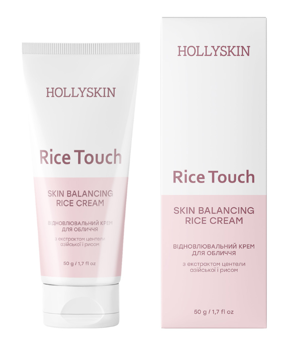 HOLLYSKIN Rice Touch Restorative Face Cream with Centella Asiatica Extract and Rice, 50 ml
